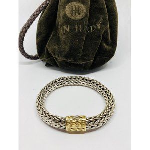 John Hardy 11MM Sterling Silver 18k Gold Wheat Chain Bracelet 7.5” 70.8 Grams